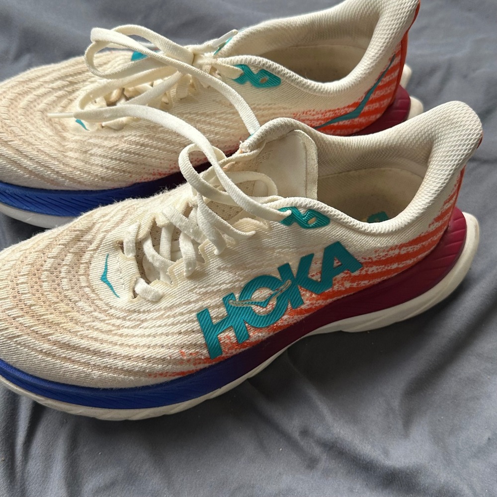 Hoka Mach 5 Womens Running Shoes White Orange Blue 1127894 Size 6B - Picture 10 of 11